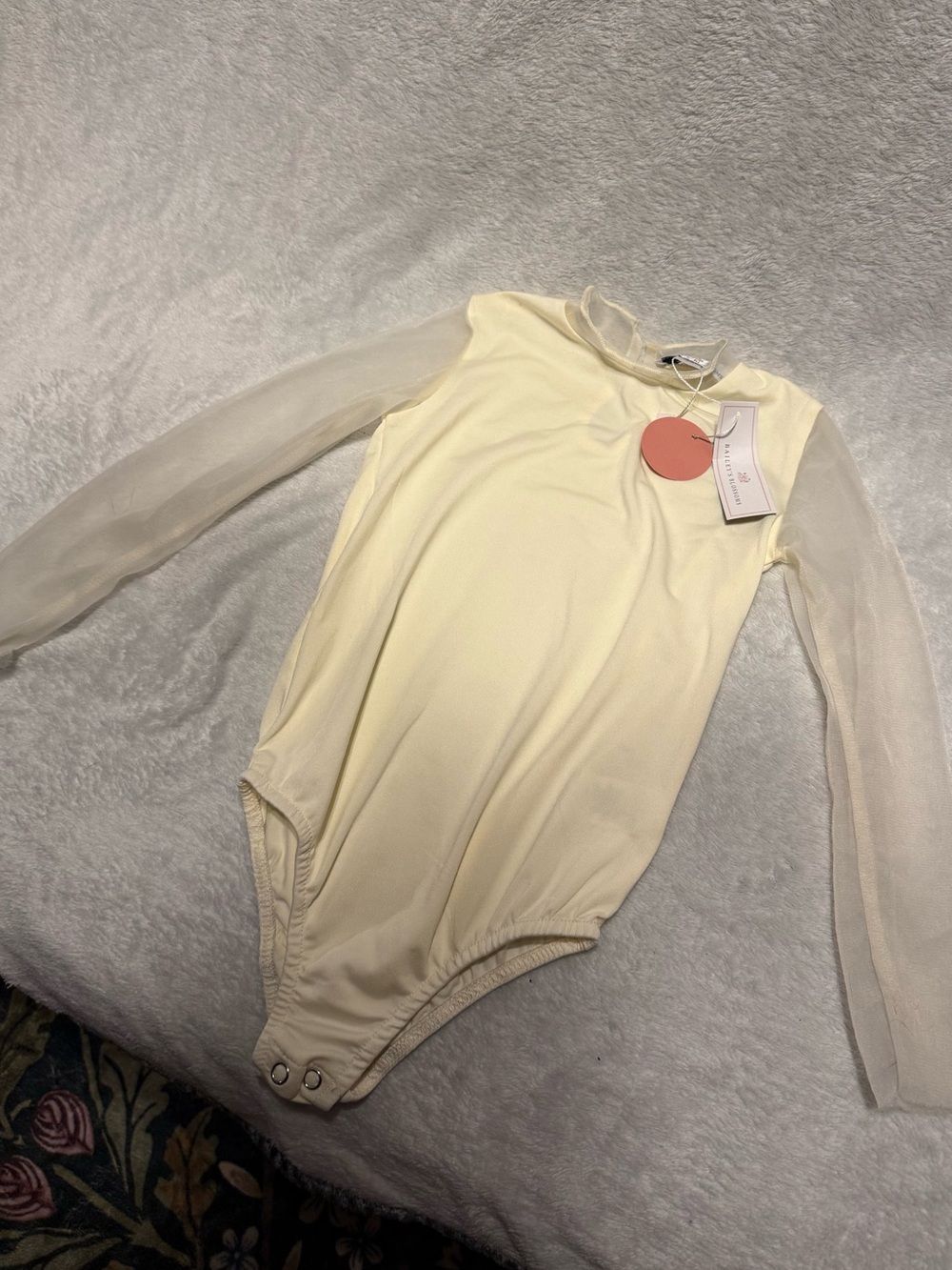 Pale Yellow Boutique Stretchy Onesie w/Sheer Sleeves